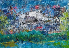 "Anfibio" Quadro astratto a tecnica mista 27,5" x 39" pollici di Ahmed Farid