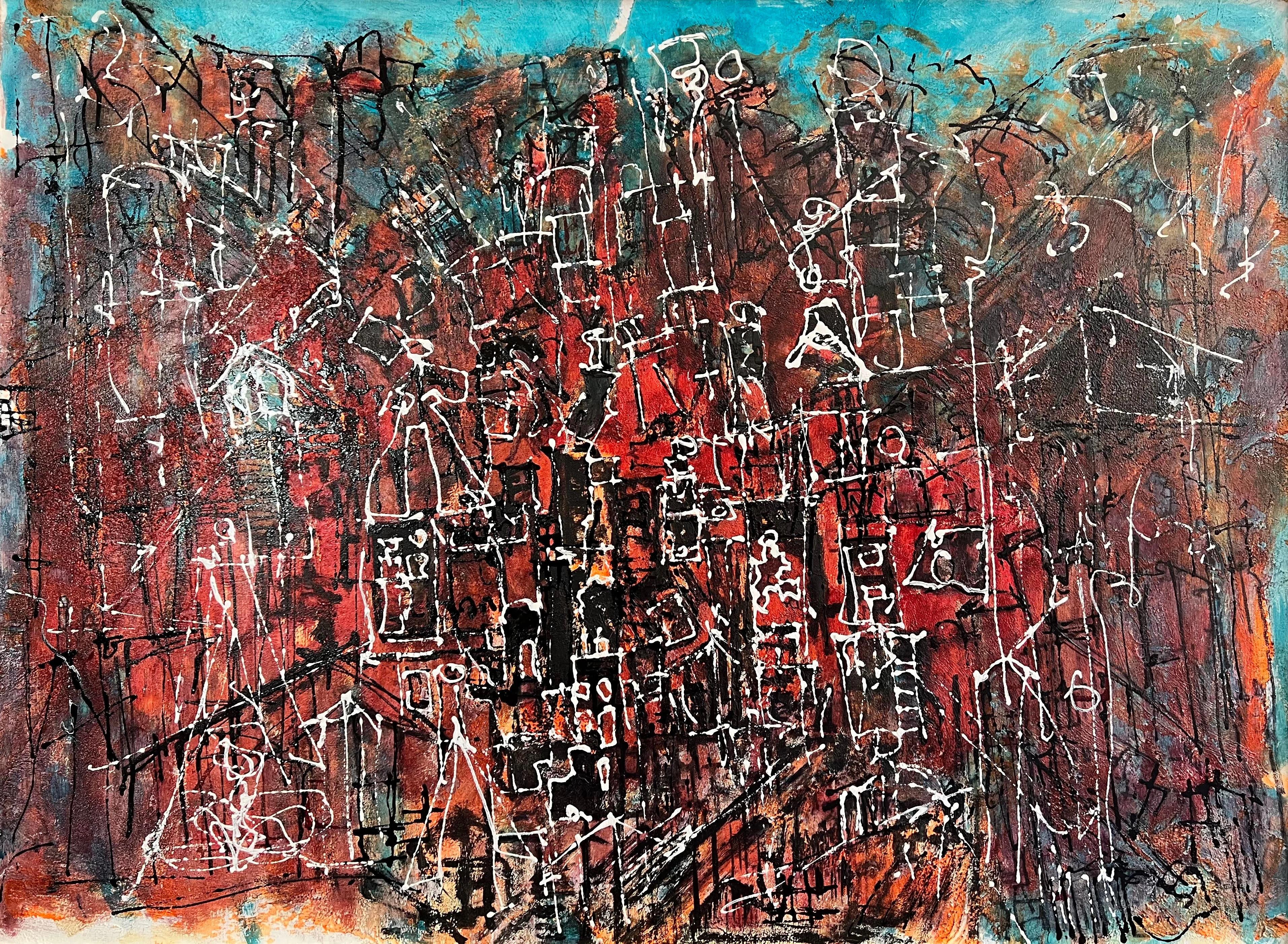 "Coloratura II" Abstract Mixed Media Painting 30" x 41" inch by Ahmed Farid