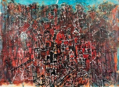 "Coloratura II" Abstract Mixed Media Painting 30" x 41" inch by Ahmed Farid