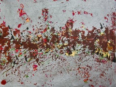"Crimson" Abstrakt gemischte Medien Gemälde 20" x 28" Zoll von Ahmed Farid
