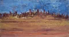 "Sogno del deserto" Quadro astratto a tecnica mista 24" x 43" pollici di Ahmed Farid