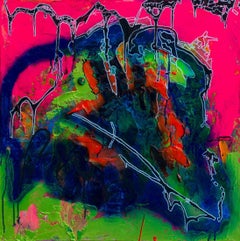 "Explosion" Abstract Mixed media Painting 31" x 31" inch by Ahmed Farid