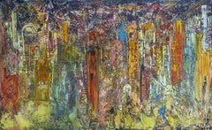 "Frontier" Abstract Mixed Media Painting 47" x 79" inch by Ahmed Farid