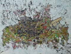 Pittura astratta "Glimmer" 59" x 79" pollici di Ahmed Farid