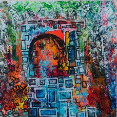 Peinture abstraite technique mixte 47" x 47" pouces par Ahmed Farid