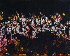 "Night Space" Abstract Mixed Media Painting 20" x 28" inch by Ahmed Farid