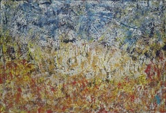 "Overcast" Quadro astratto a tecnica mista 39" x 59" pollici di Ahmed Farid