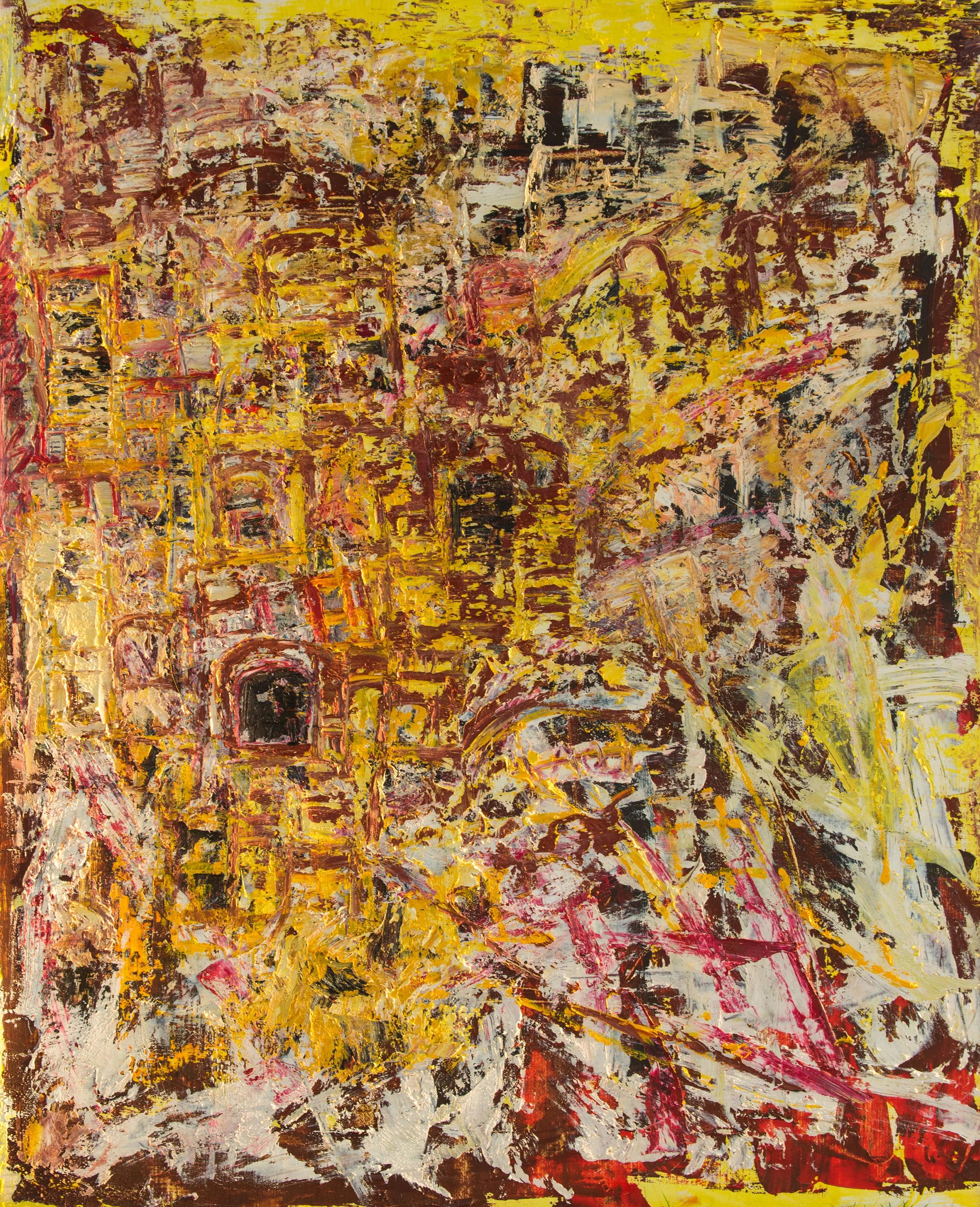 Abstraktes Gemälde „Passage I“ 51" x 39" Zoll von Ahmed Farid 

Farid wurde 1950 in Kairo, Ägypten, geboren, wo er heute lebt und arbeitet. Er ist ein autodidaktischer ägyptischer Maler, der eine private Ausbildung in den Ateliers etablierter
