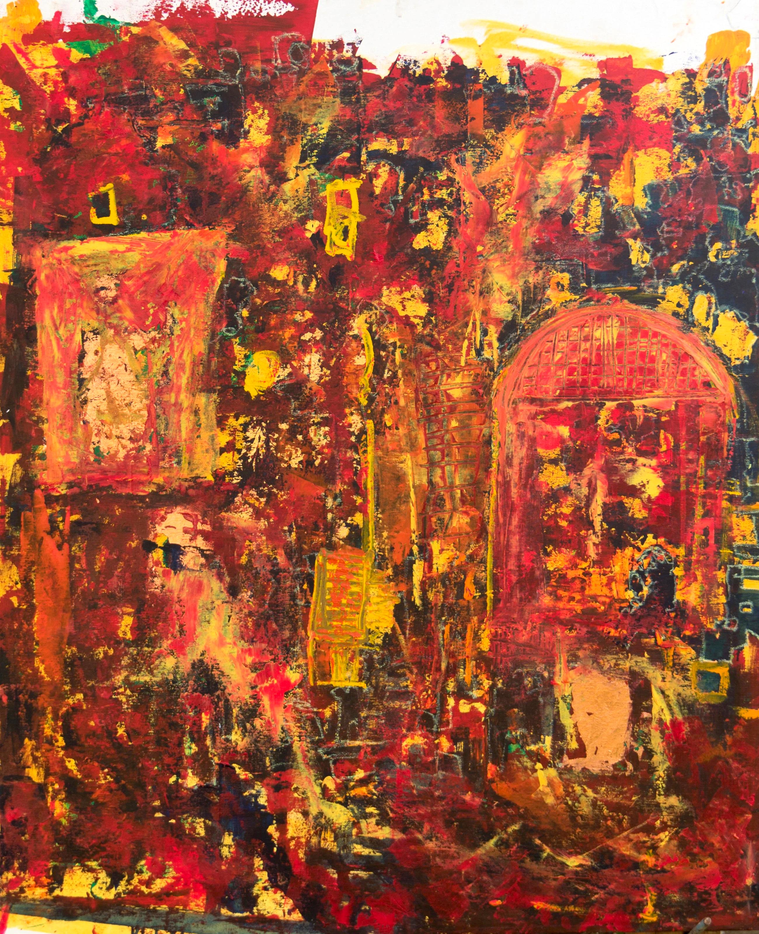 Abstraktes Gemälde „Passage IV“ 51" x 35" Zoll von Ahmed Farid 