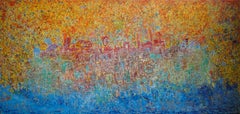 „Shining City on a Hill“ Abstraktes Gemälde 67" x 138" Zoll von Ahmed Farid