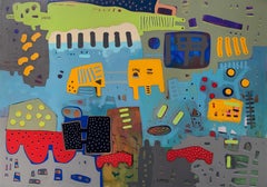 "Arrivo" Pittura astratta di 60" x 86" pollici di Ahmed Gaafary
