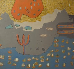 Abstraktes Gemälde „Desertification“ 35" x 37" Zoll von Ahmed Gaafary