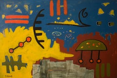 "Encoded Language III" Painting 31" x 47" inch by Ahmed Gaafary