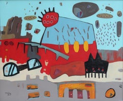 Abstraktes Gemälde „Rioja“ 31" x 39" Zoll von Ahmed Gaafary