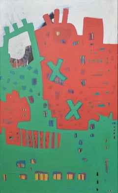 "Crosses" Peinture acrylique abstraite de 49" x 33" pouces par Ahmed Gaafary