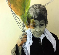 Cuadro Díptico Retrato "Ángel" 18" x 33" pulgadas by Ahmed Saber