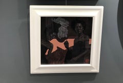 "Fear 1" Peinture figurative 15" x 15" inch par Ahmed Saber