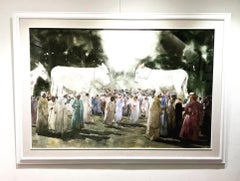 "Mulas" Pintura figurativa (ENMARCADA) 39" x 59" pulgadas por Ahmed Saber