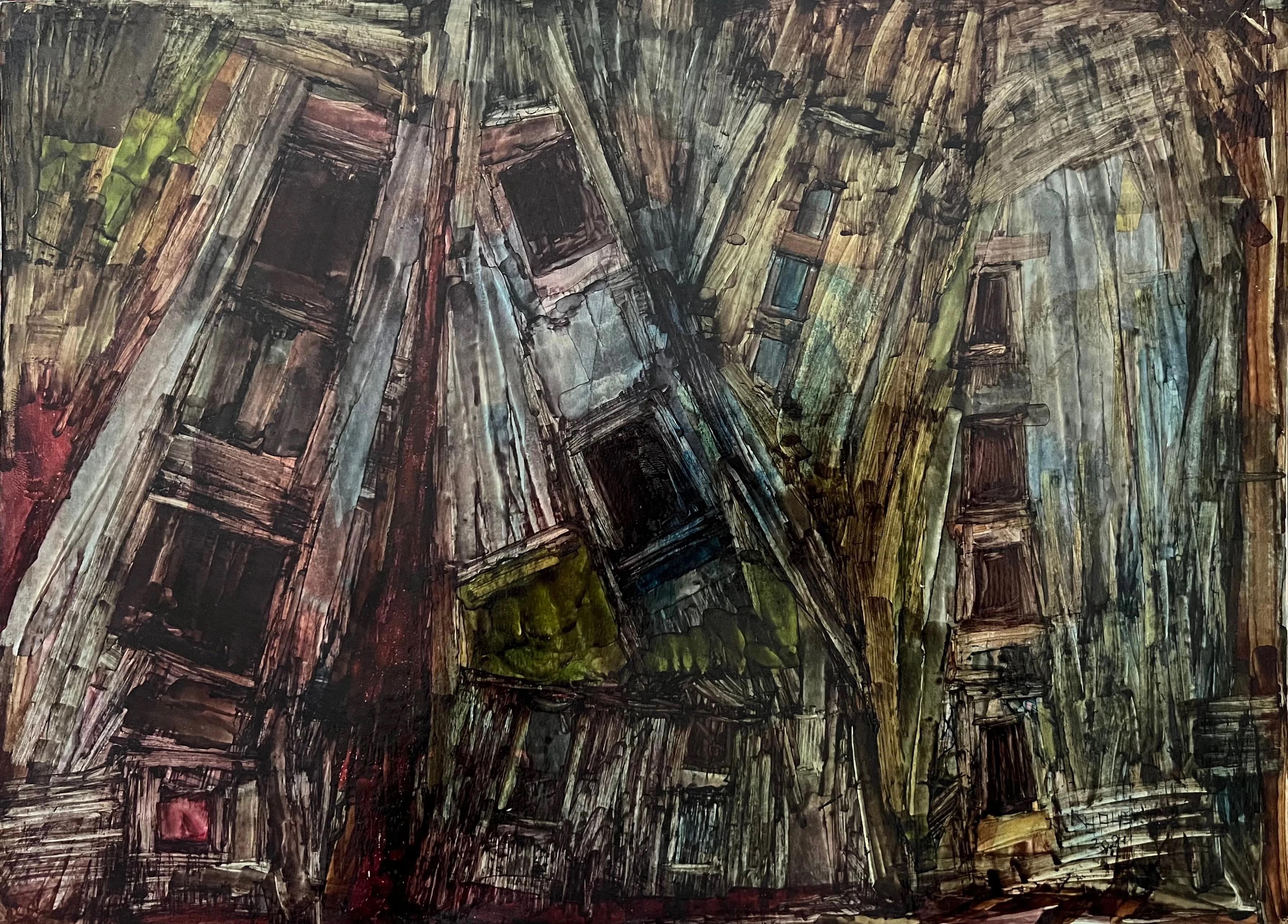 "Abstract Composition 10" Painting 10" x 14" inch by Ahmed Yousry