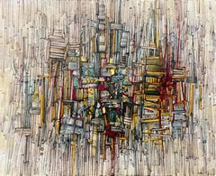 "Abstract Composition 14" Painting 8" x 10" inch by Ahmed Yousry