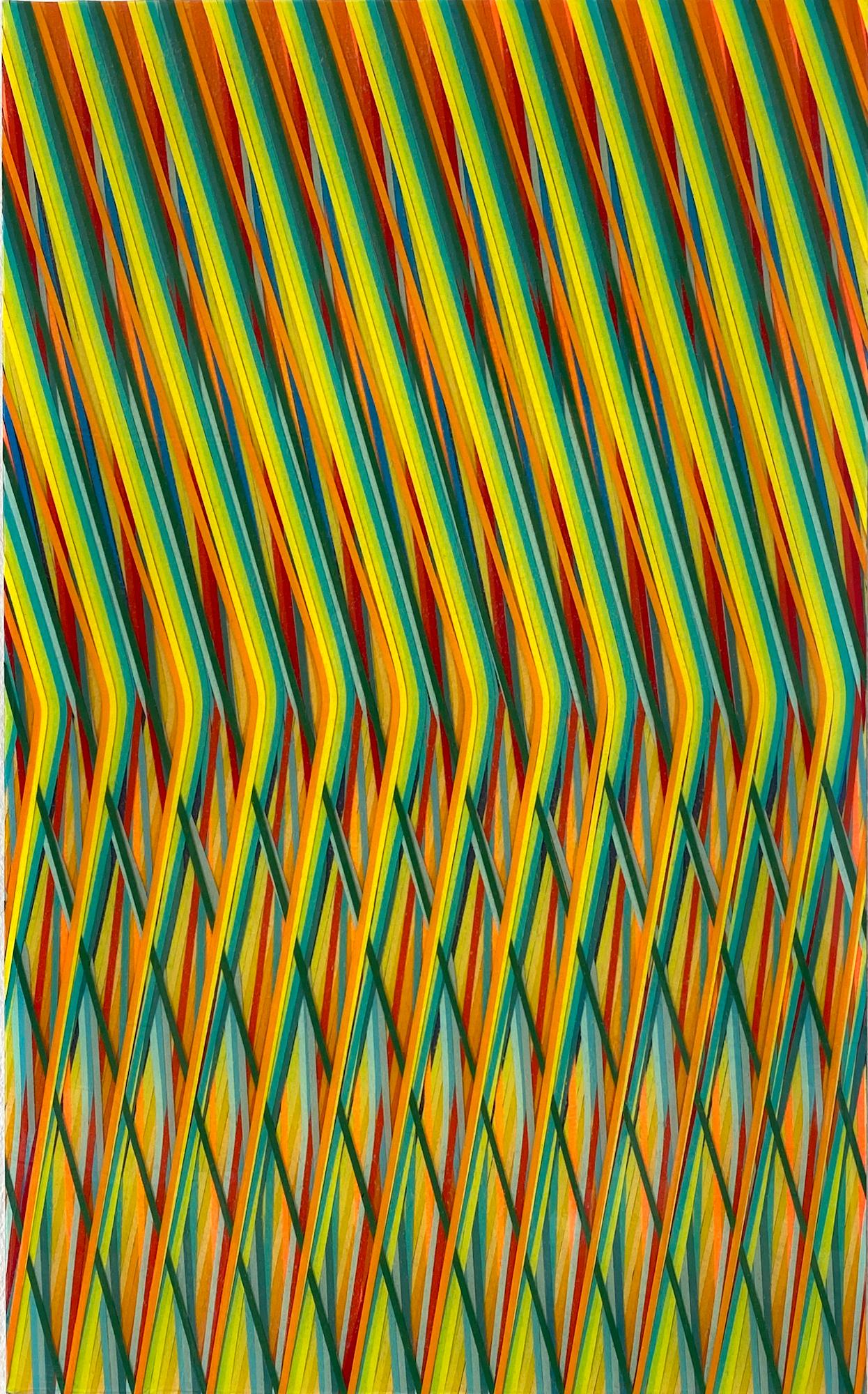 Line 0623-02 is a unique painting by contemporary artist Ahn Hyun-Ju. The painting is made with Polyester, pigments and acrylic on aluminium, dimensions are 49 × 30 × 2.7 cm (19.3 × 11.8 × 1.1 in). 
The artwork is signed, sold unframed and comes