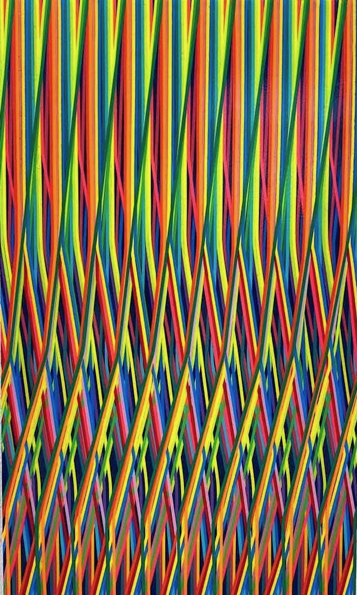 Line 1222-01 is a unique painting by contemporary artist Ahn Hyun-Ju. The painting is made with polyester, acrylic and epoxy on aluminium, dimensions are 50 × 30 cm (19.7 × 11.8 in). 
The artwork is signed, sold unframed and comes with a certificate