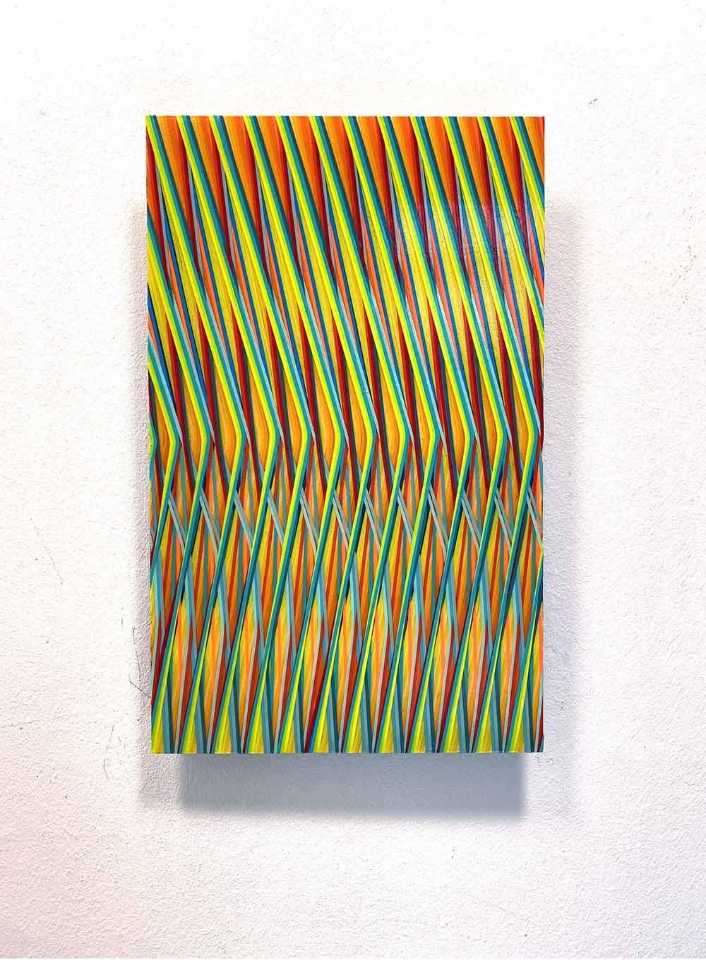 Line 1222-02 is a unique painting by contemporary artist Ahn Hyun-Ju. The painting is made with Polyester, pigments and acrylic on aluminium, dimensions are 50 × 30 cm (19.7 × 11.8 in). 
The artwork is signed, sold unframed and comes with a