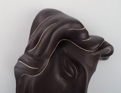 Ahr Keramik, Germany, Art Deco Female Face in Hand Painted Glazed Ceramics