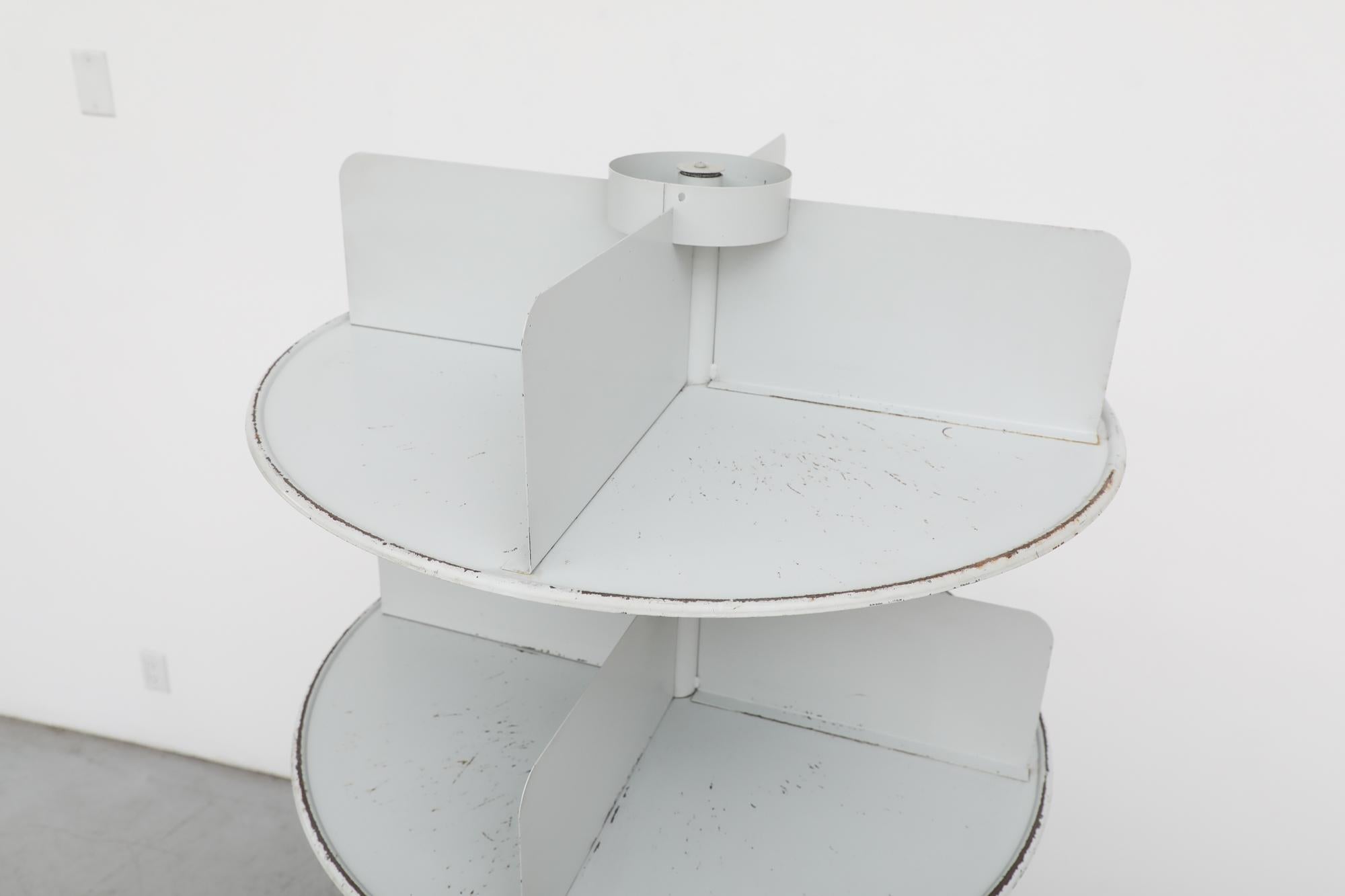 Mid-20th Century Ahrend de Cirkel Industrial Grey Enameled Metal Rotating Shelf, 1960s