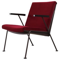 Ahrend de Cirkel Oase Lounge Chair by Wim Rietveld in Garnet Velvet