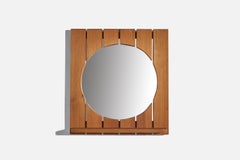 Vintage Ahrnbergs, Wall Mirror, Solid Pine, Mirror Glass, Sweden, 1970s