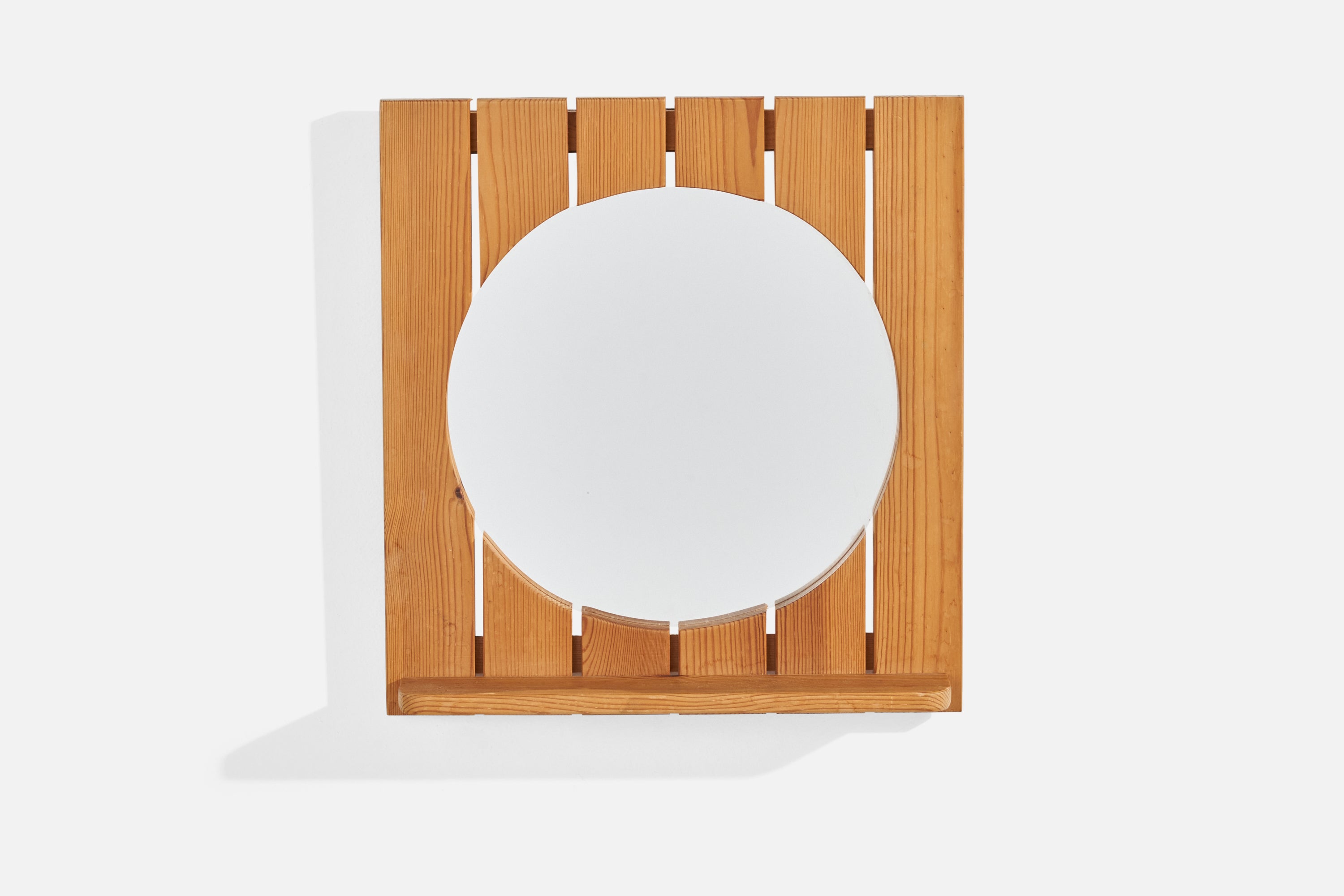 Ahrnbergs, Wall Mirror, Solid Pine, Mirror Glass, Sweden, 1970s