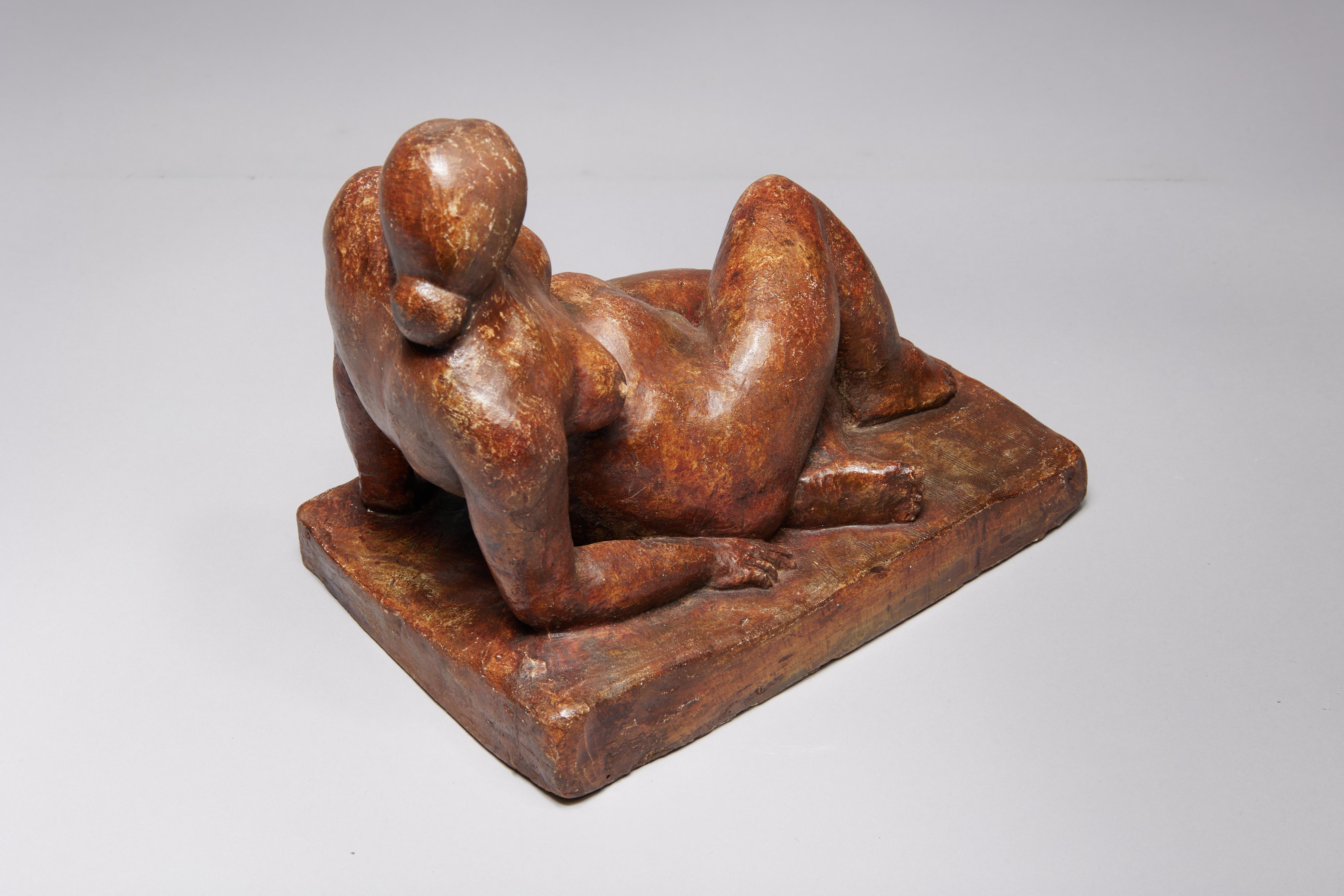 Rubenesque Reclining Nude Woman, Early 20th Century Sculpture, New York Artist For Sale 1