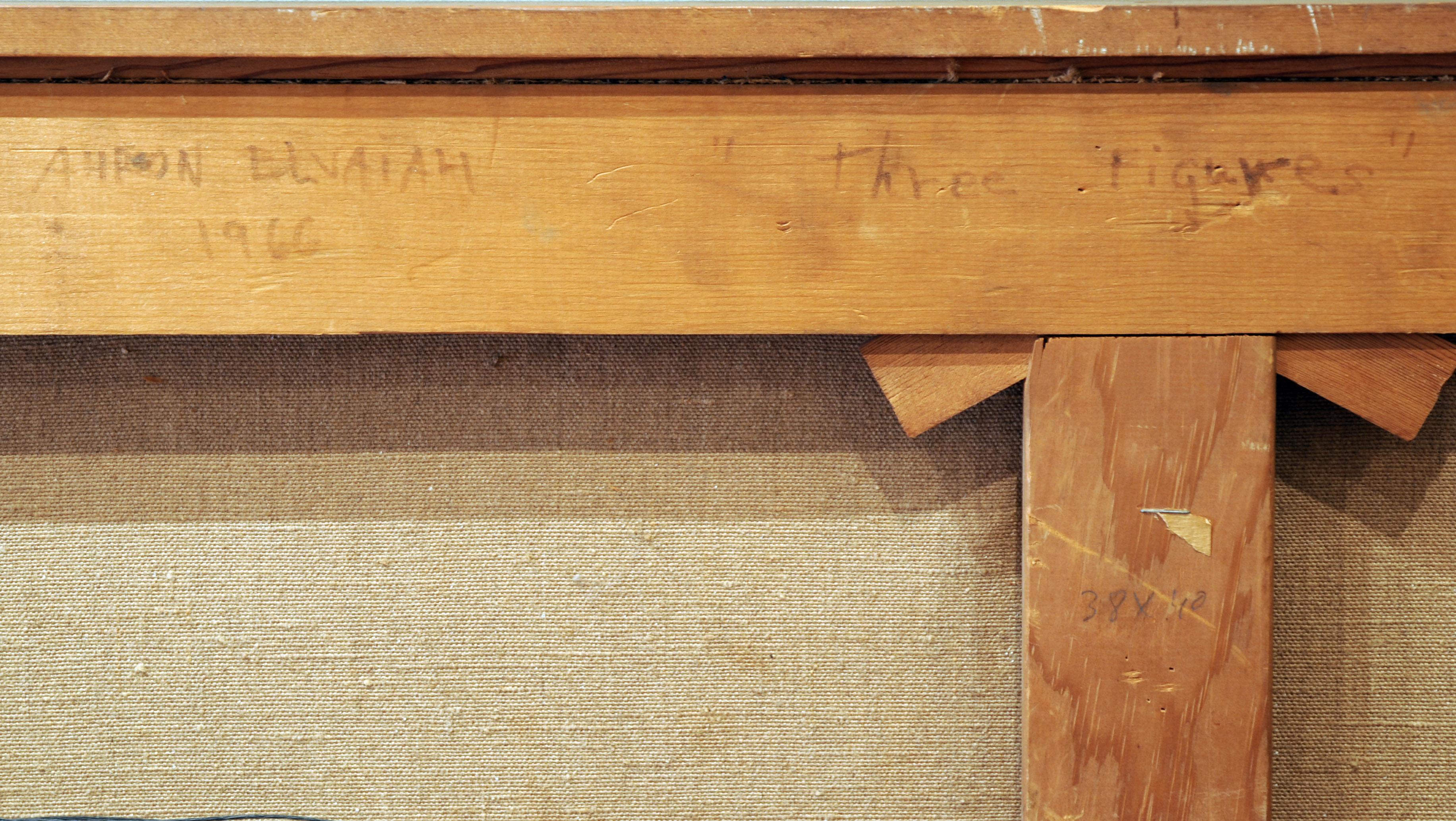 Three Figures - Surrealist Painting by Ahron Elvaiah