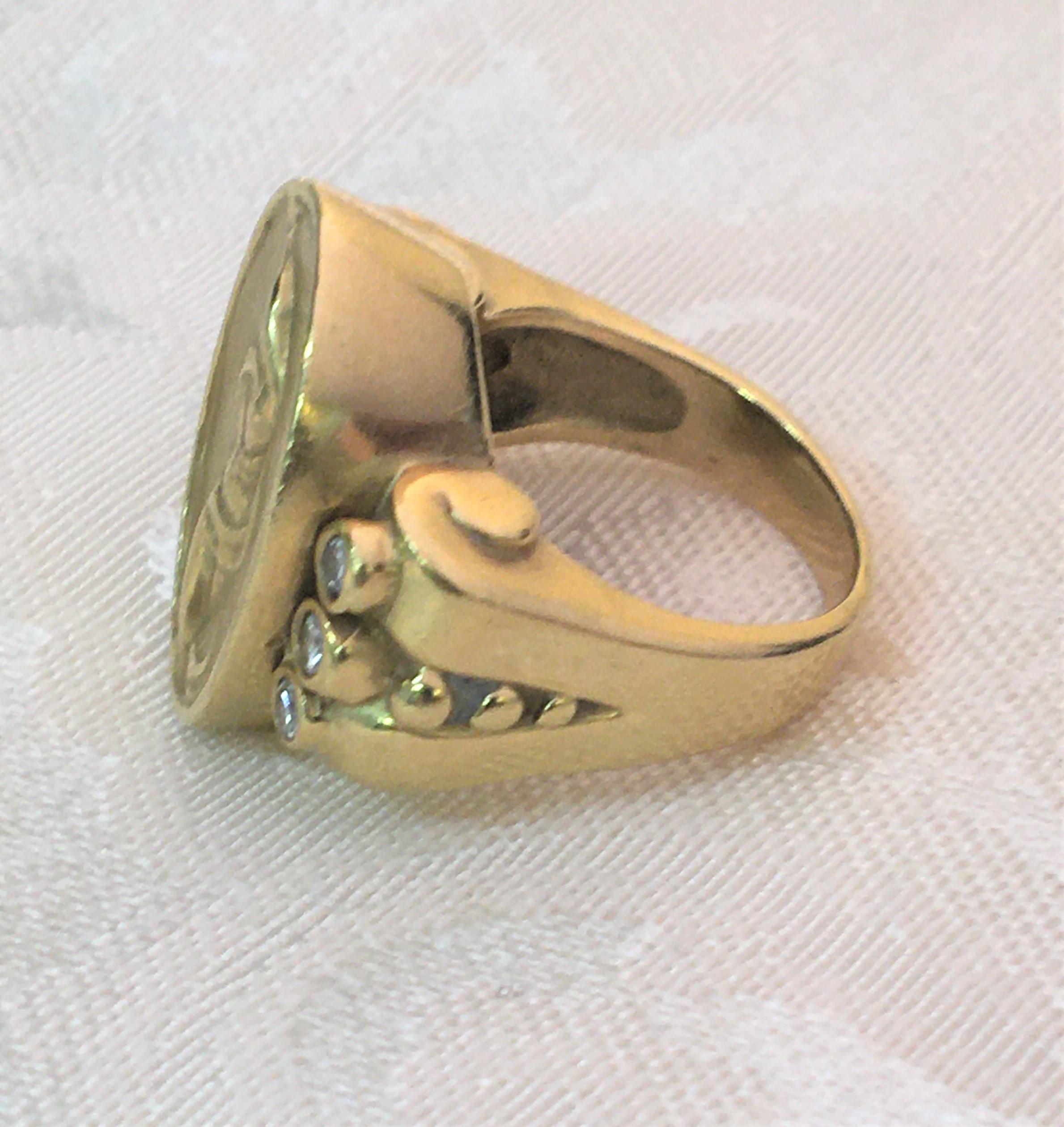 Round Cut Athena 18 Karat Yellow Gold, Diamond Ring