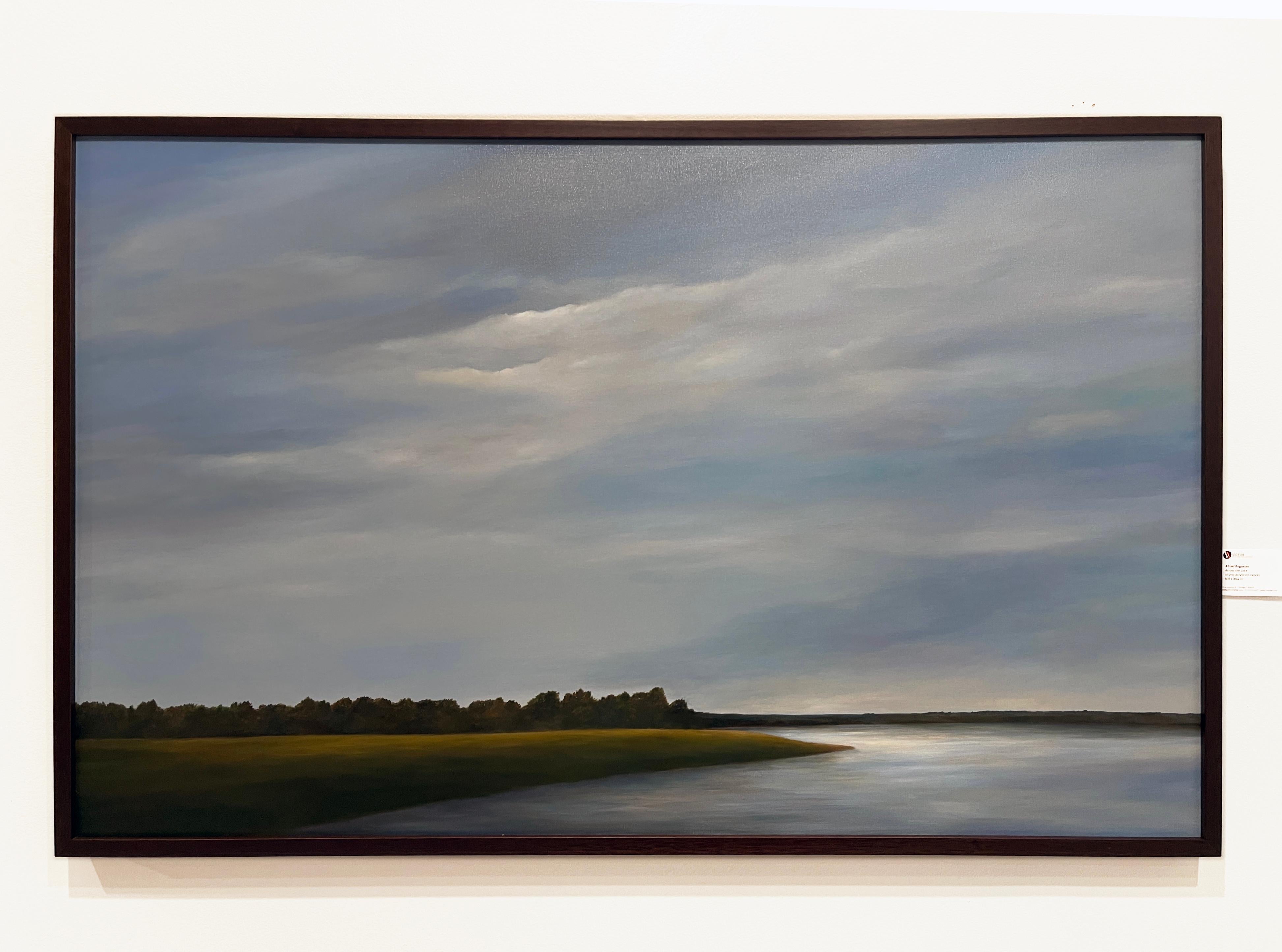 Across the Lake - Original-Landschaftsgemälde mit dramatischem Himmel und Landschaft – Painting von Ahzad Bogosian
