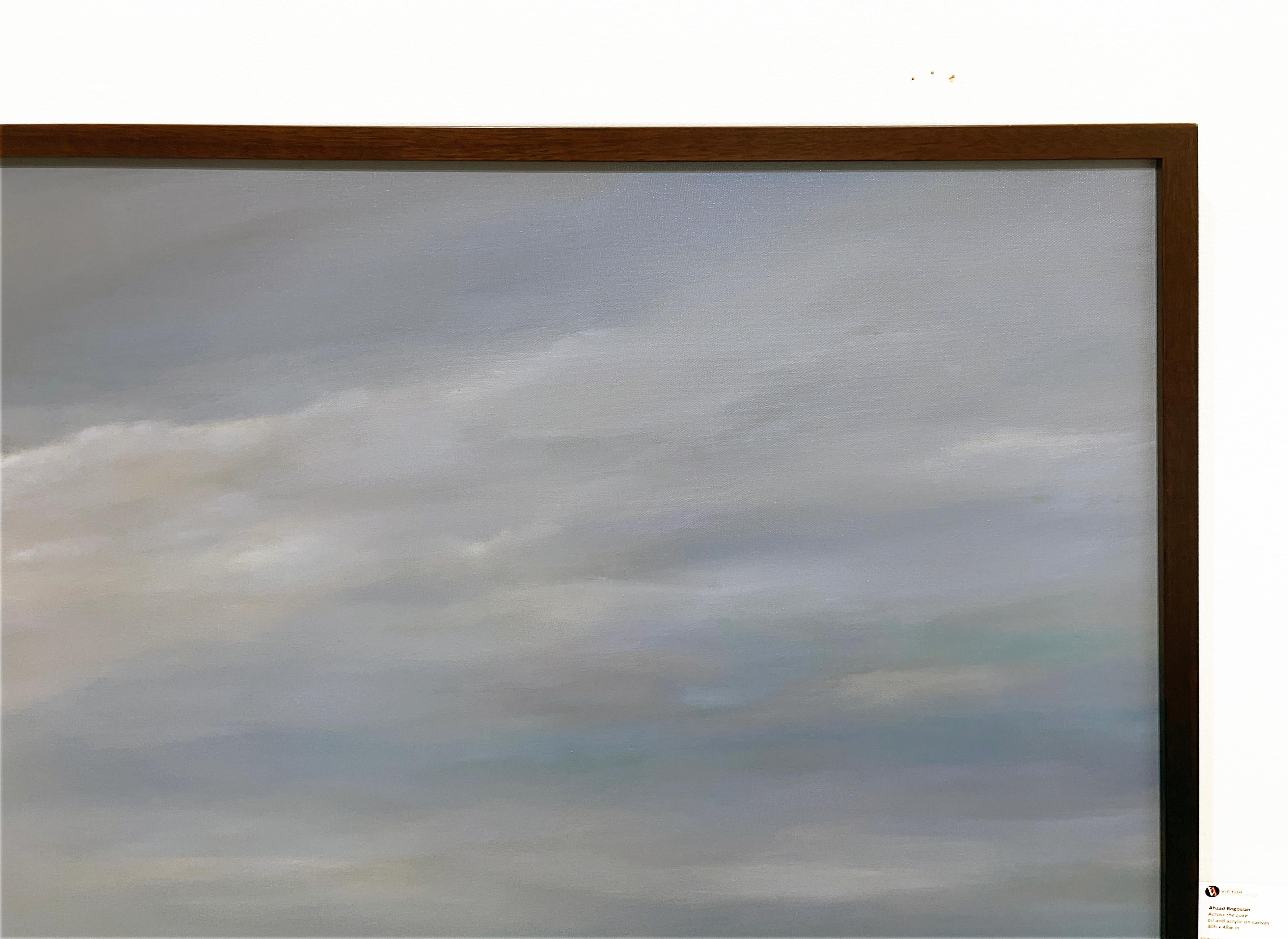 Al otro lado del lago - Pintura original de paisaje con cielo y paisaje dramáticos en venta 2