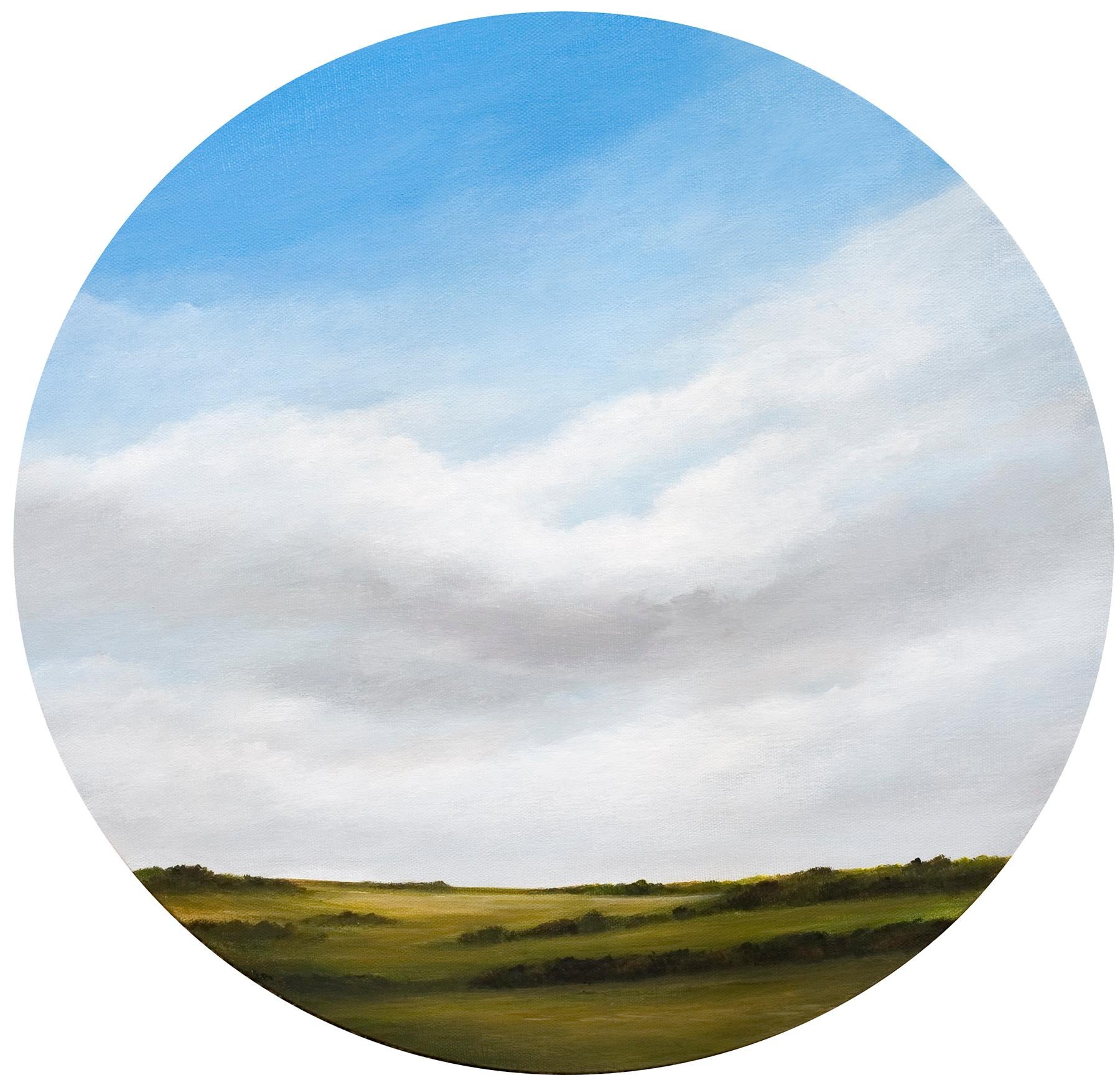 Ahzad Bogosian Landscape Painting - "Across the Prairie", Contemporary, Landscape, Painting, Circular Frame, Canvas