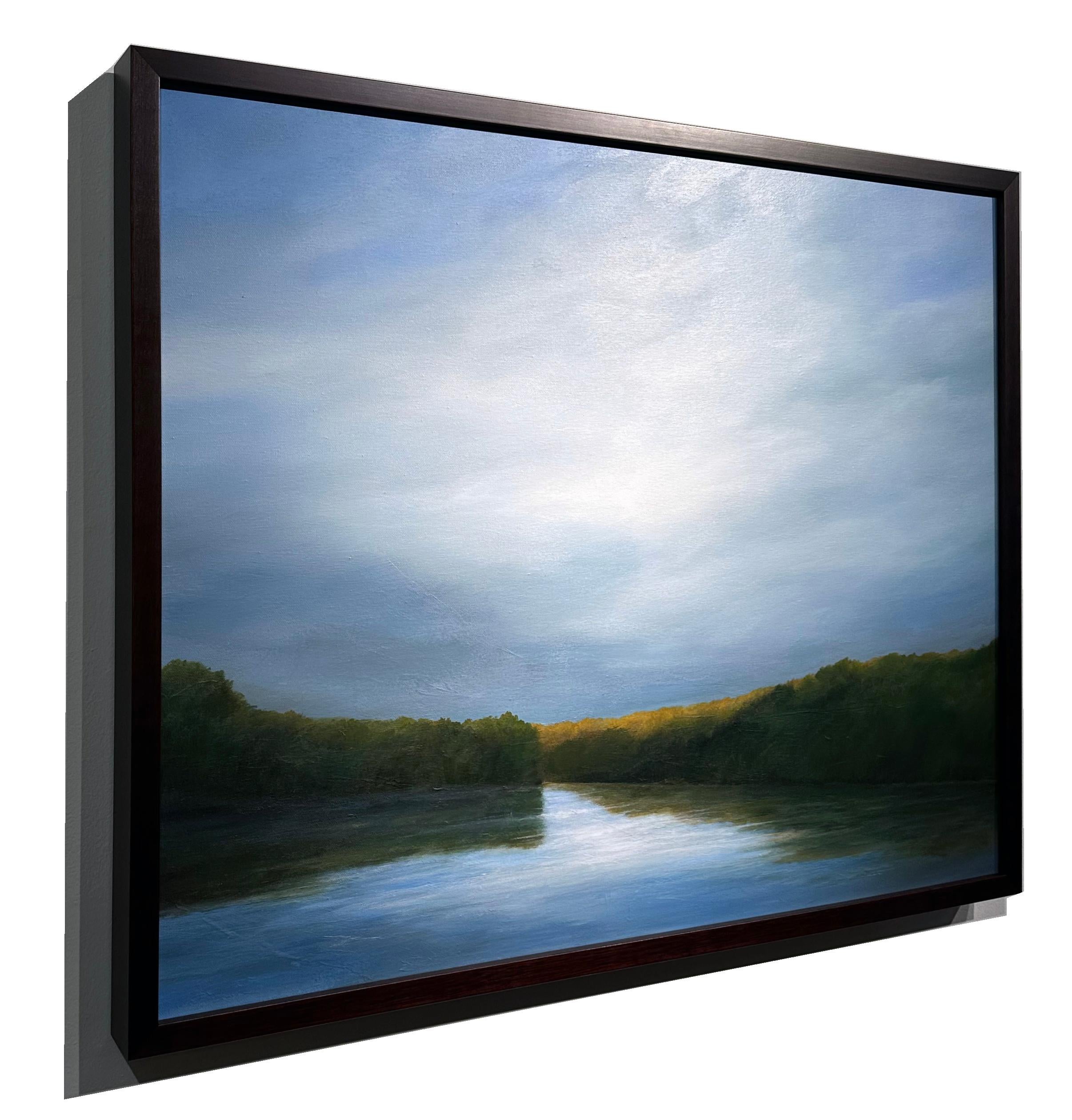 Après la pluie - Le ciel se reflète dans la rivière, peinture à l'huile originale - Painting de Ahzad Bogosian