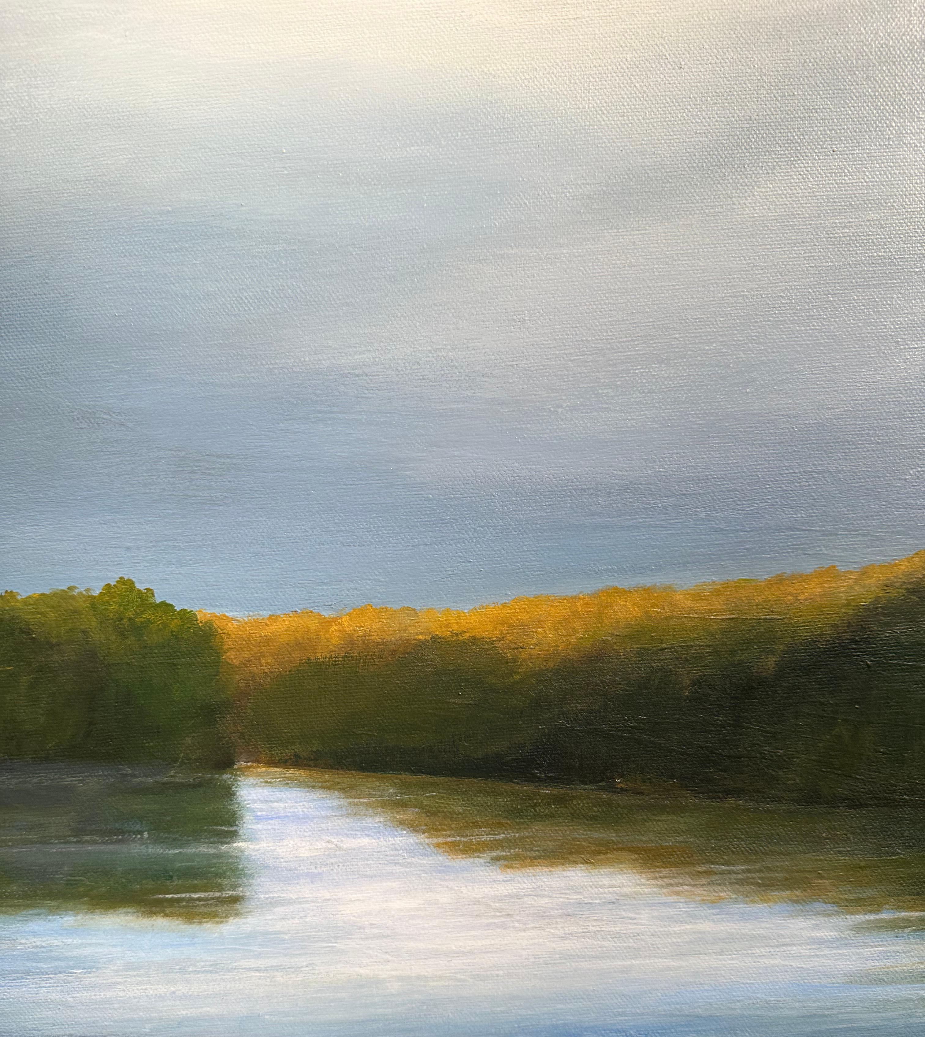 Après la pluie - Le ciel se reflète dans la rivière, peinture à l'huile originale en vente 1