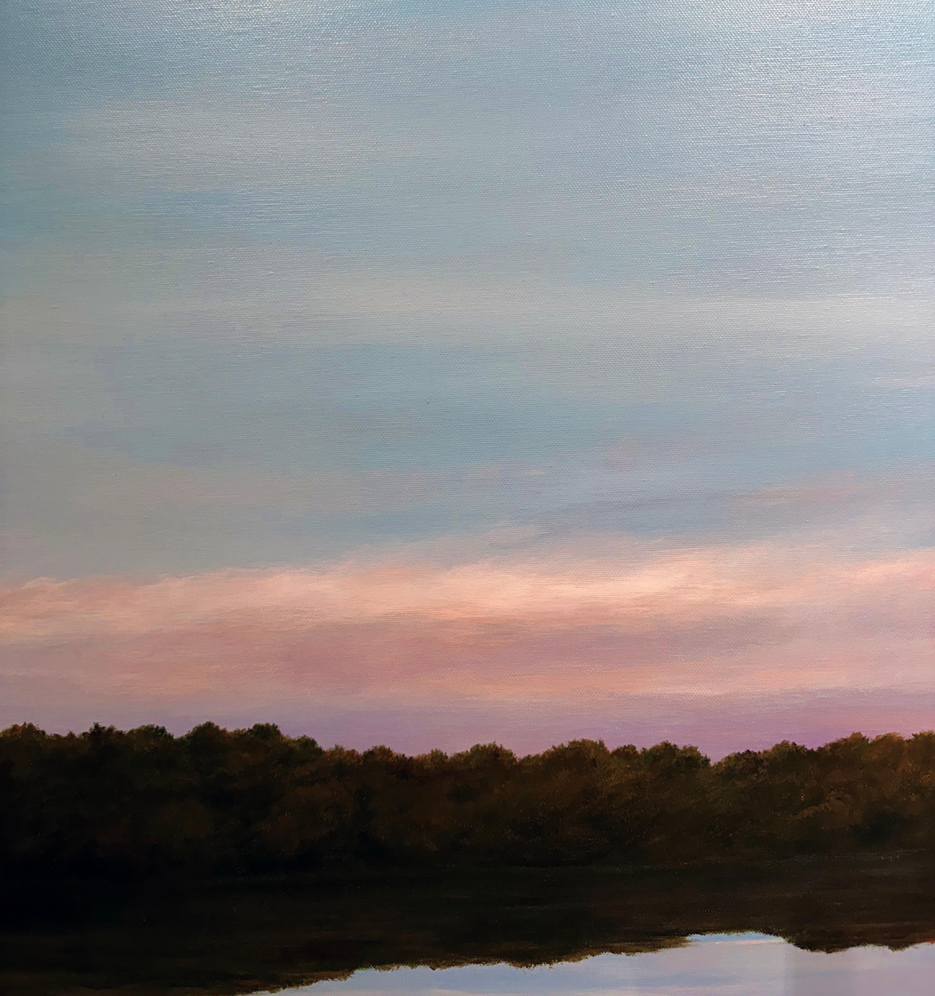Almost Dusk, The North Branch of the Chicago River - Original Oil Painting For Sale 1