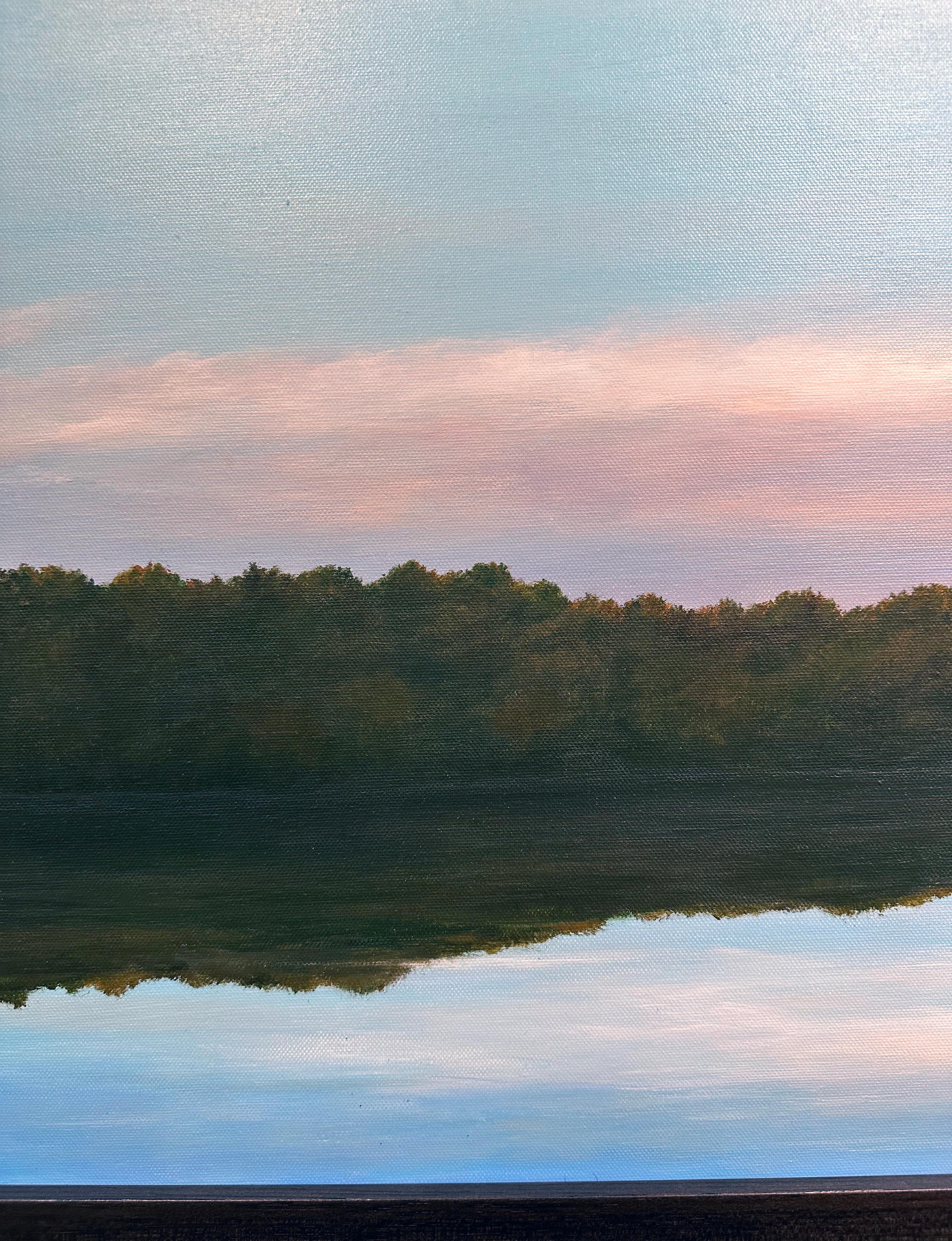 Almost Dusk, The North Branch of the Chicago River - Original Oil Painting For Sale 2