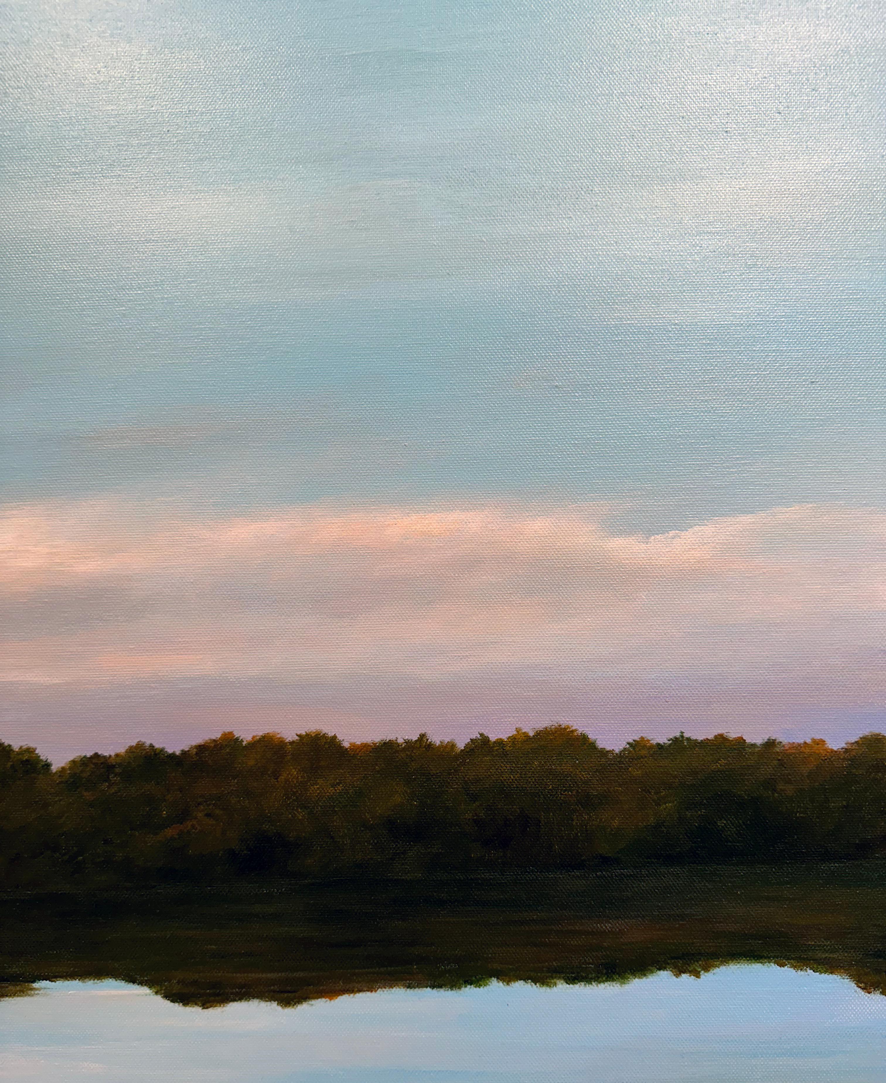 Almost Dusk, The North Branch of the Chicago River - Original Oil Painting For Sale 3