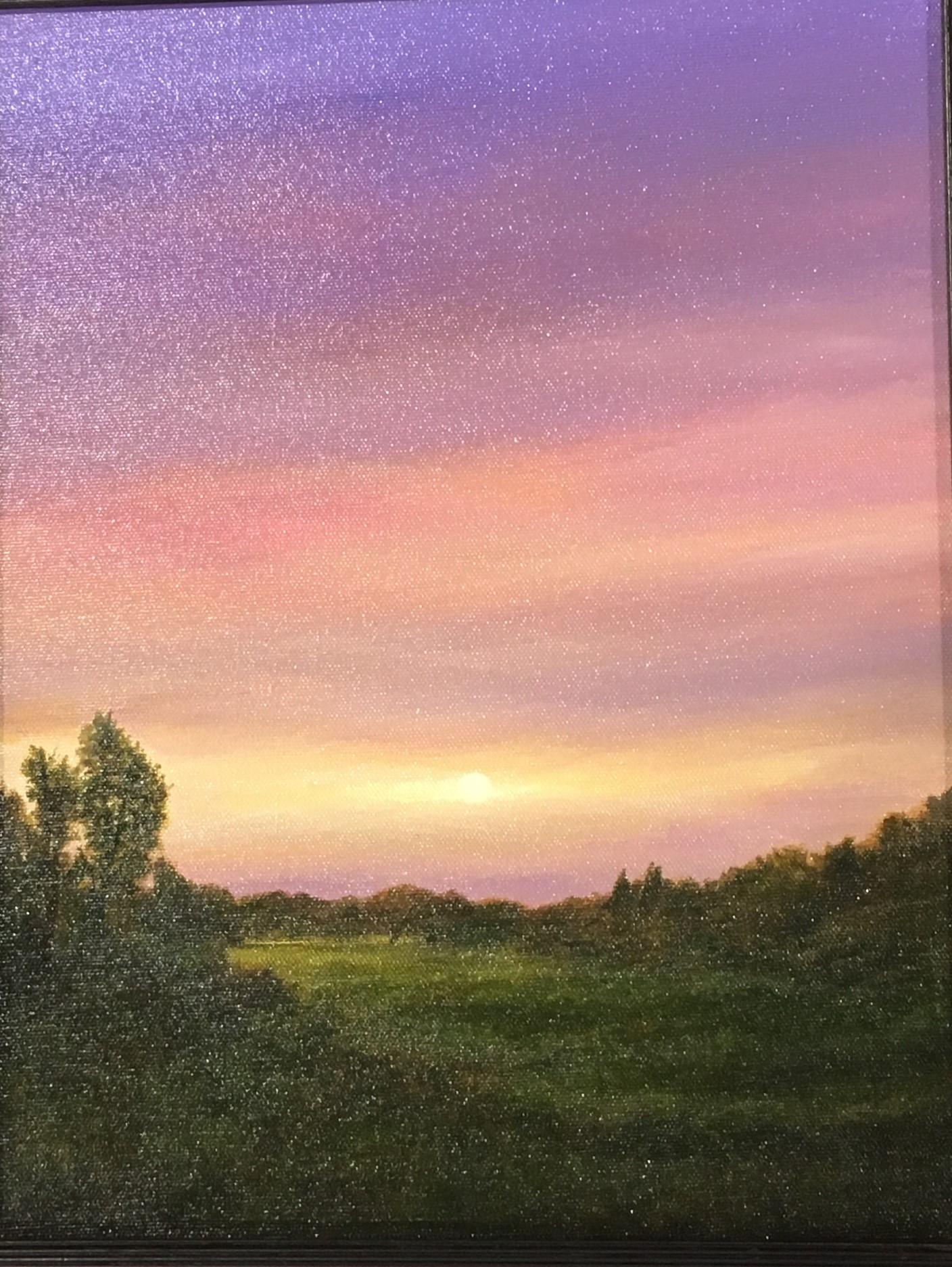 Ahzad Bogosian Landscape Painting - Almost Sundown - Original Oil Painting w/ Dramatic Sunset, Landscape