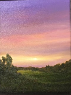 Almost Sundown - Original Oil Painting w/ Dramatic Sunset, Landscape