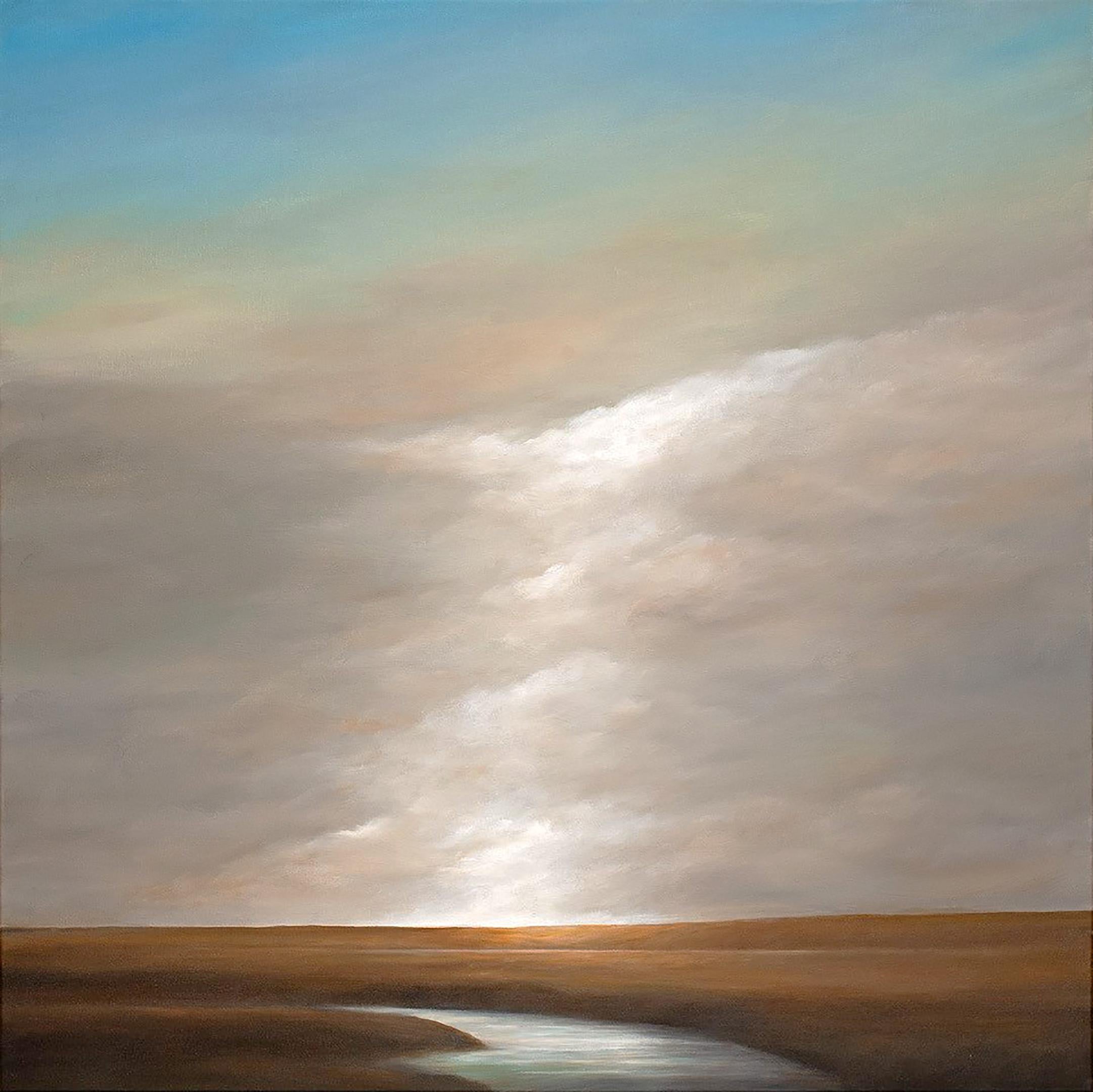 Ascending Light - Original Oil Painting with Dramatic Sky and Landscape