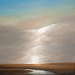 La lumière en ascension - Peinture à l'huile originale avec ciel et paysage dramatiques