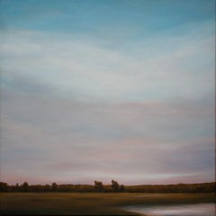 Autumn Morning, South of Madison - Serene Landscape with Pink Horizon, Framed