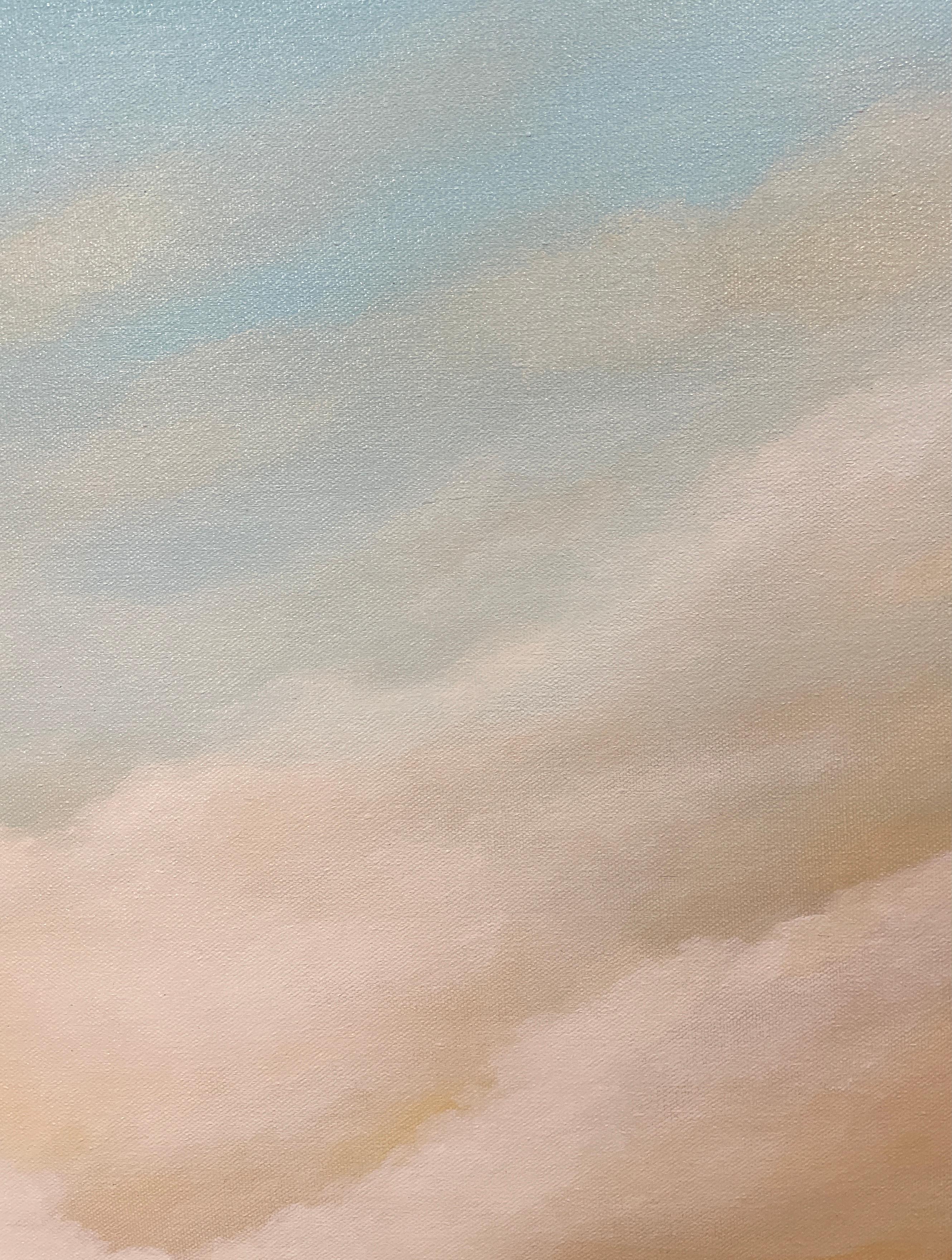 Peinture à l'huile originale, coucher de soleil dramatique, paysage, nuages de construction - Contemporain Painting par Ahzad Bogosian