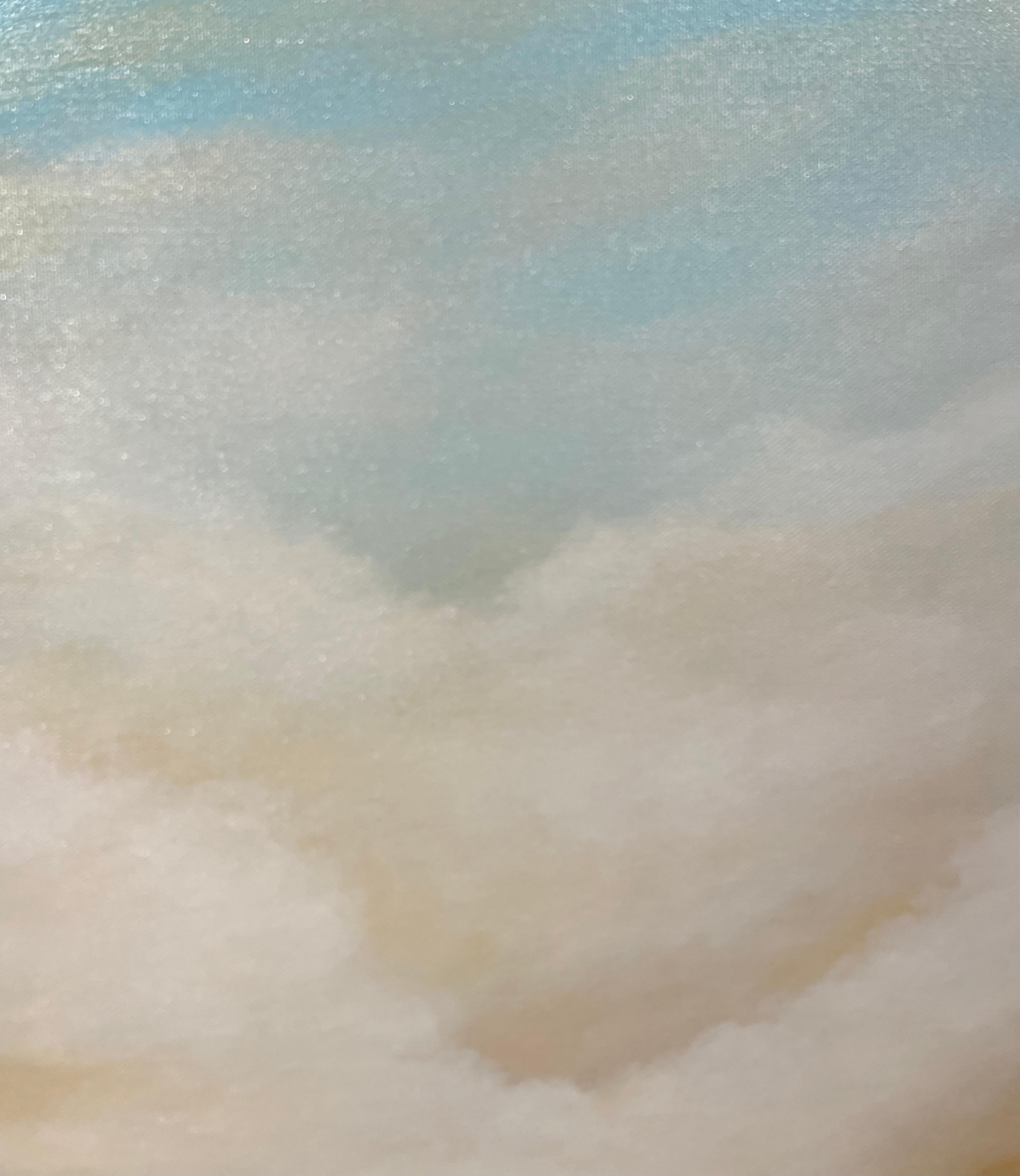 Peinture à l'huile originale, coucher de soleil dramatique, paysage, nuages de construction - Gris Landscape Painting par Ahzad Bogosian